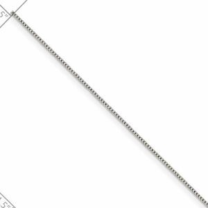 0.8mm Rhodium Plated Sterling Silver Solid Box Chain Necklace, 18 Inch